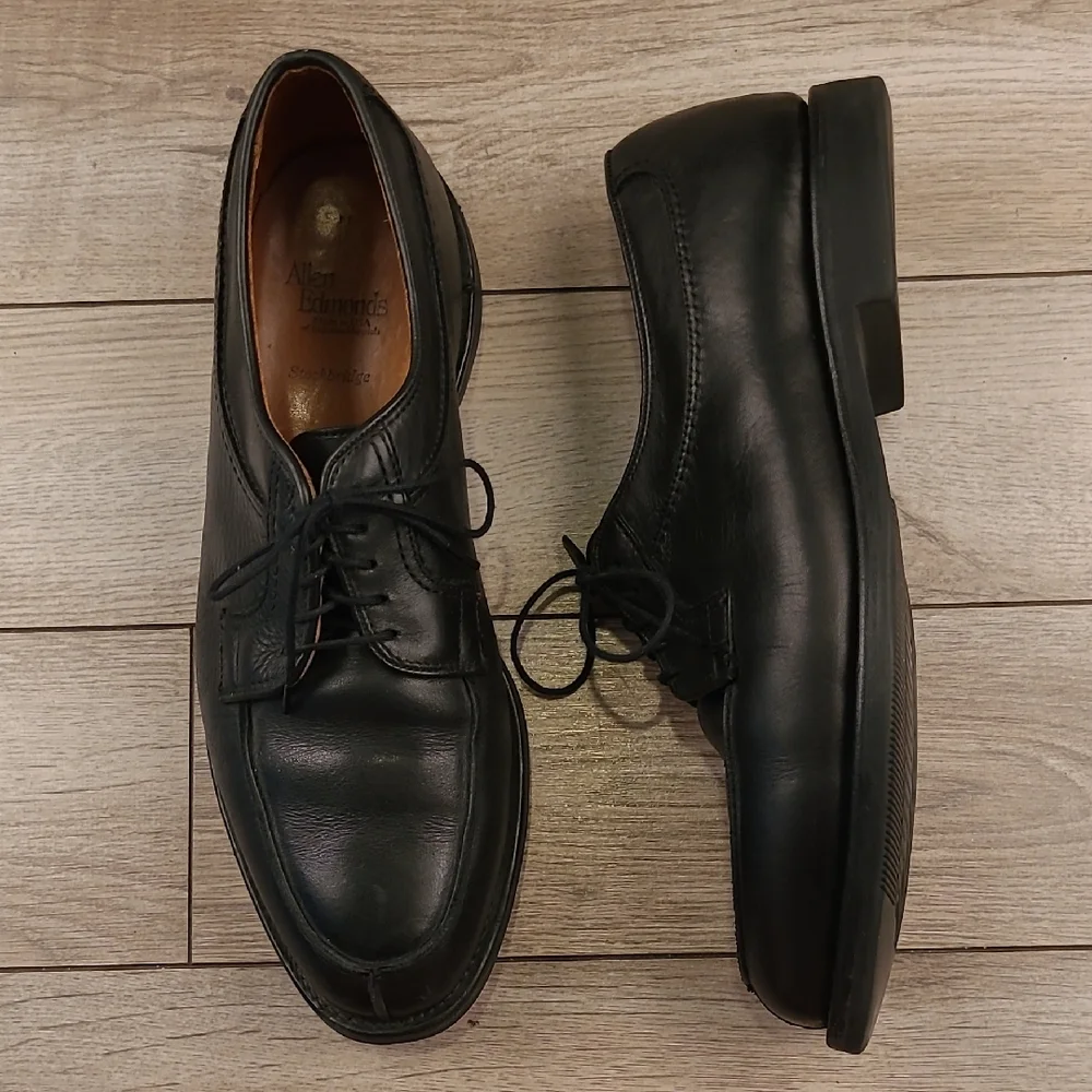 ALLEN EDMONDS Stockbridge Black Leather Sz 9.5 D Mens Split Toe Dress‎ Shoes